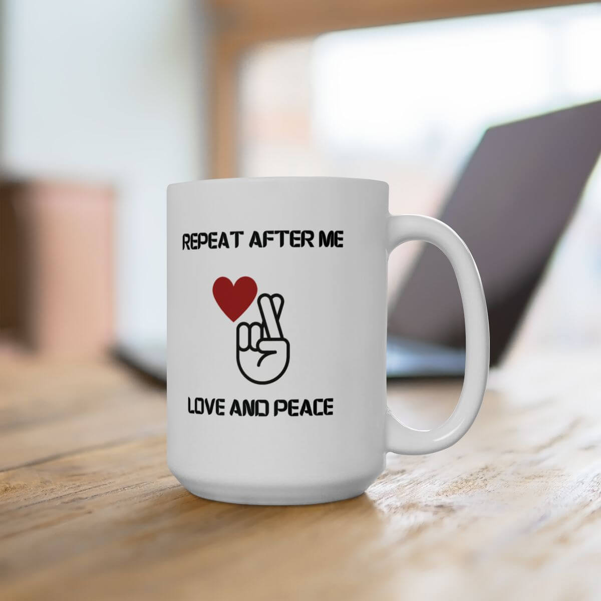 Love & Peace Ceramic Mug – Anime-Inspired Coffee Cup – Gift for Manga & Anime Lovers