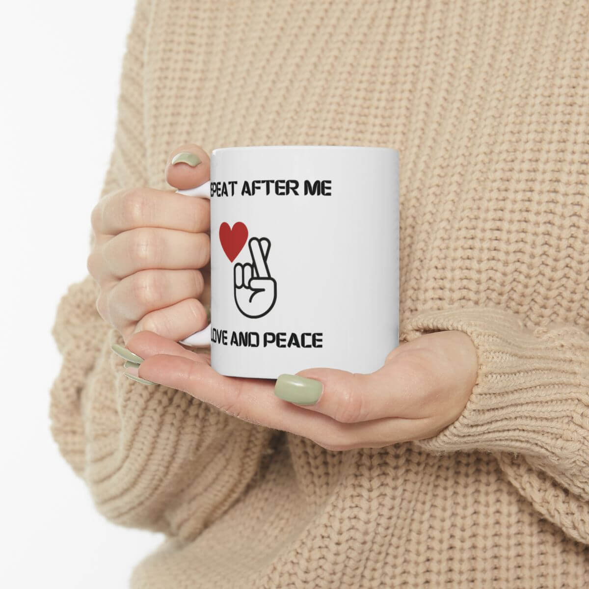 Love & Peace Ceramic Mug – Anime-Inspired Coffee Cup – Gift for Manga & Anime Lovers